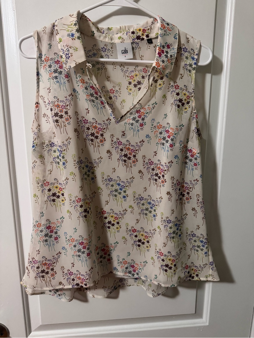 cabi Floral Print Sleeveless Blouse Top Size S